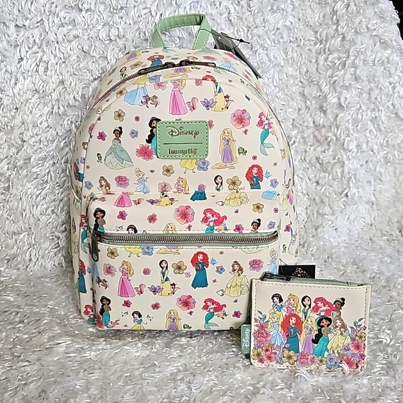 Loungefly Handbags - NWT Loungefly Disney Princesses mini backpack and zip coin cardholder